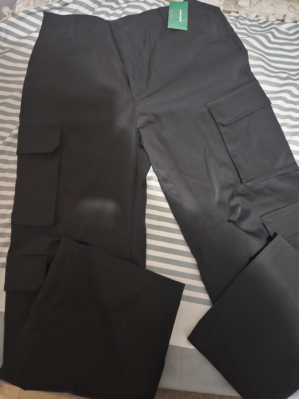 SHEIN EZ Wear Black Cargo Jogger Pants with Flap Pockets